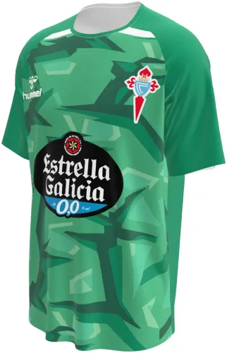 Camisa de goleiro do Celta de Vigo 2026 - 2027 verde com formas quebradas, frente e costas