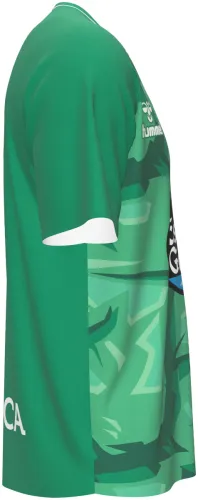 Camisa de goleiro do Celta de Vigo 2026 - 2027 verde com formas quebradas, frente e costas