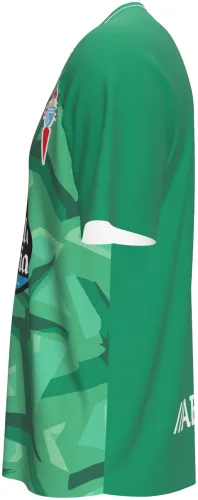 Camisa de goleiro do Celta de Vigo 2026 - 2027 verde com formas quebradas, frente e costas