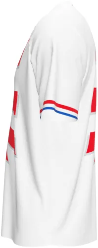 Camisa retrô da Croácia 1998 com xadrez vermelho e branco ondulado, frente e costas