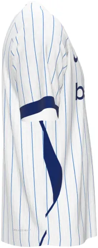 Camisa visitante do Inter de Milão 2026 - 2027 branca com risca de giz azul, frente e costas