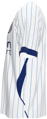 Camisa visitante do Inter de Milão 2026 - 2027 branca com risca de giz azul, frente e costas