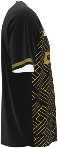 Camisa terceiro uniforme do Kuala Lumpur City FC 2025 - 2026 preta com grega dourada, frente e costas