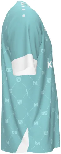 Camisa de goleiro do Mainz 05 2026 - 2027 verde-água com monograma repetido, frente e costas