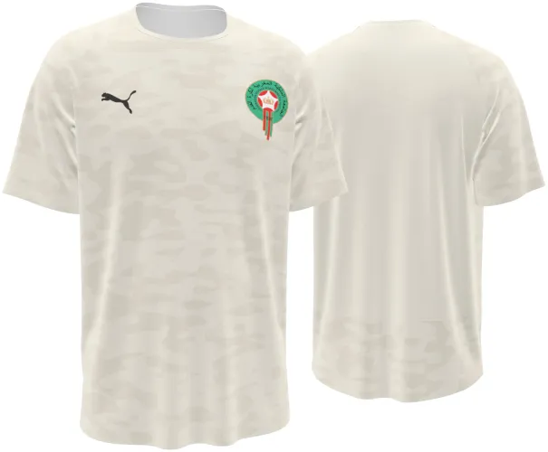 Camisa de goleiro de Marrocos 2026 branco-creme com camuflado discreto, frente e costas