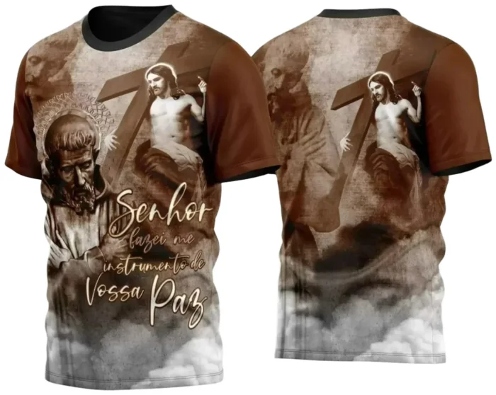 Template Camisa Marrom Religião - São Francisco de Assis