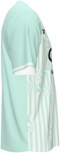 Camisa terceiro uniforme do Monaco 2026 - 2027 verde-menta com listras onduladas, frente e costas