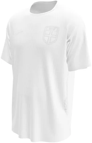 Camisa terceiro uniforme da Noruega 2026 toda branca com escudo em relevo, frente e costas