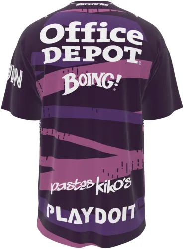 Camisa de goleiro do Pachuca 2026 - 2027 roxa com faixas onduladas rosa, frente e costas