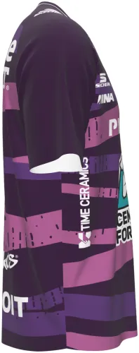 Camisa de goleiro do Pachuca 2026 - 2027 roxa com faixas onduladas rosa, frente e costas