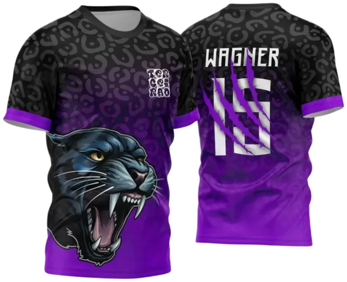 Template para Camisa Interclasse Preta e Roxa Pantera