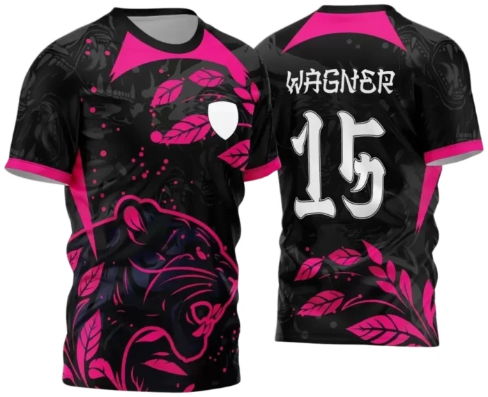 Template para Camisa Interclasse Preta Pantera Rosa