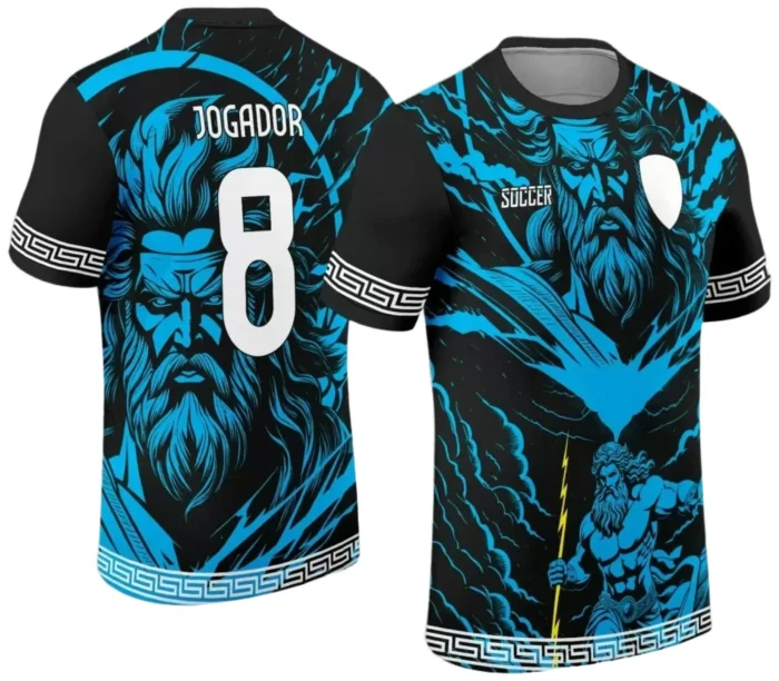 Template para Camisa Interclasse Preta Zeus Azul