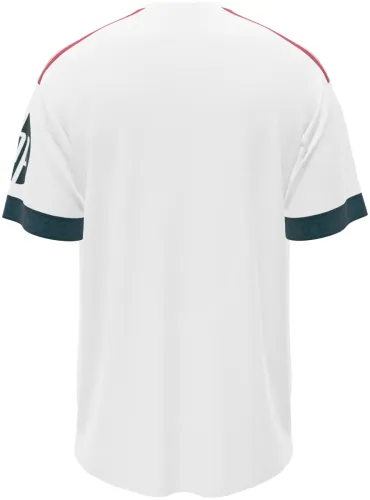 Camisa titular do Real Madrid 2026 - 2027 branca com escudo dourado, frente e costas