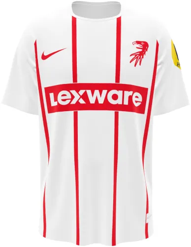 Camisa visitante do SC Freiburg 2026 - 2027 branca com filetes vermelhos, frente e costas