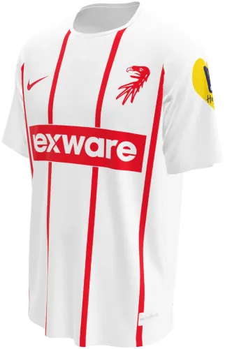 Camisa visitante do SC Freiburg 2026 - 2027 branca com filetes vermelhos, frente e costas