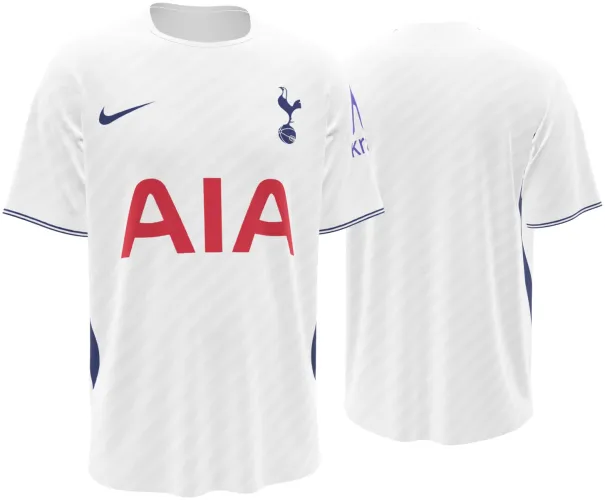 Camisa titular do Tottenham Hotspur 2026 - 2027 branca com textura diagonal, frente e costas