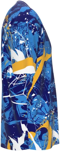 Camisa de interclasse Vegeta 2026 azul com respingos e o personagem na barra, frente e costas