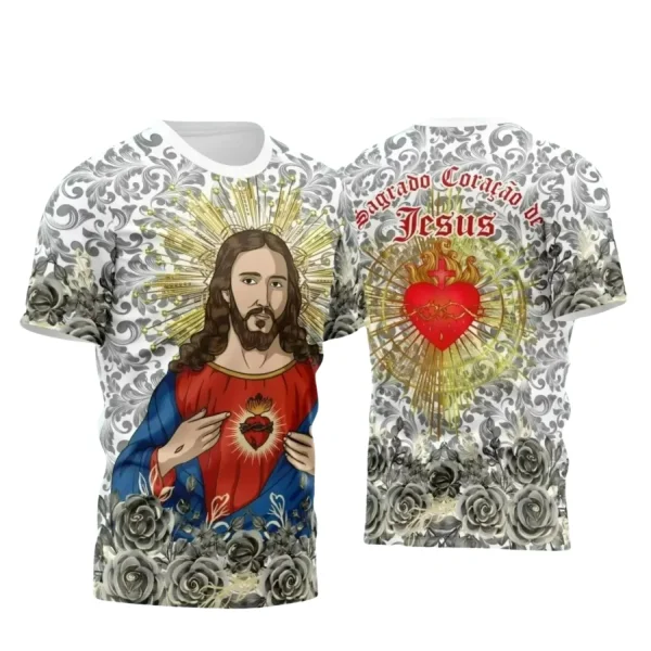  Arte Estampa Camisa Religião 2024 - Sagrado Coração de Jesus