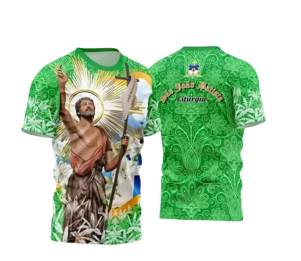  Arte Estampa Camisa Verde 2024 - Religião - Festejo - São João Batista 2024 - 2025 