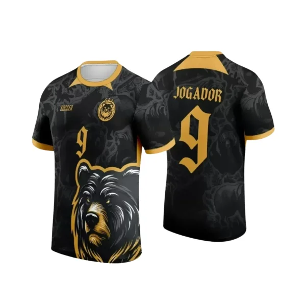  Arte Estampa Camiseta Escolar - Preta - Interclasse 2024 – 2025 - Tema Urso Preto e Dourado