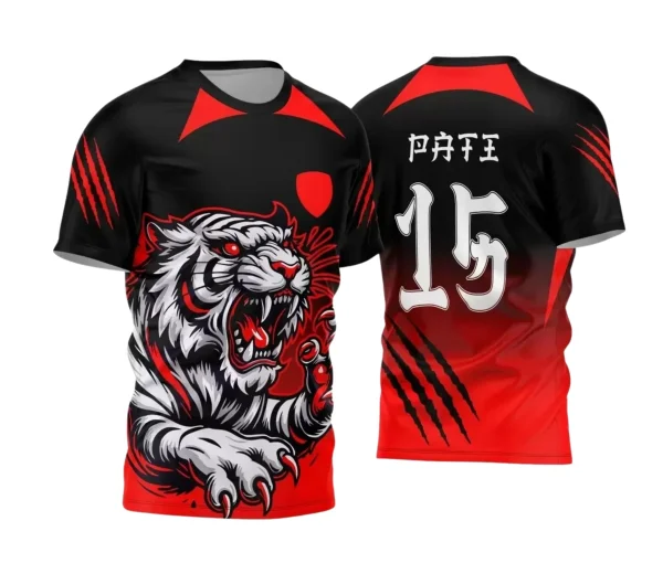 Camisa Interclasse Personalizada – Tigre Vermelha Preta