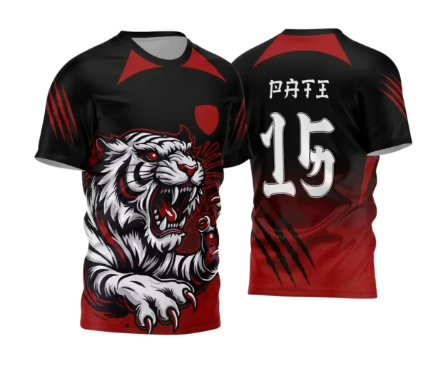 Camisa Interclasse Personalizada – Tigre Vermelha Preta