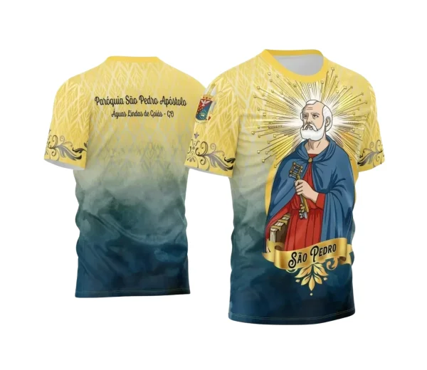 Arte Estampa Camisa Amarela 2024 - Religião - São Pedro 2024