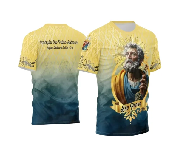 Arte Estampa Camisa Amarela 2024 - Religião - São Pedro 2024