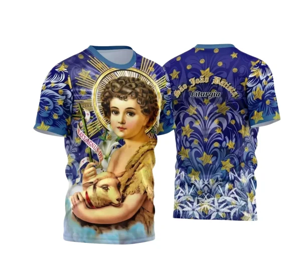 Arte Estampa Camisa Azul 2024 - Religião - Festejo - São João Batista 2024 - 2025