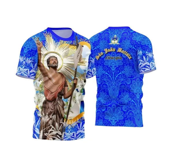 Arte Estampa Camisa Azul 2024 - Religião - Festejo - São João Batista 2024 - 2025