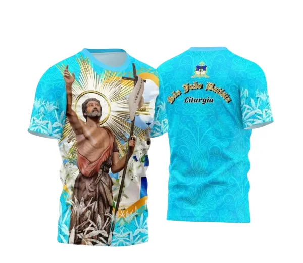 Arte Estampa Camisa Azul 2024 - Religião - Festejo - São João Batista 2024 - 2025
