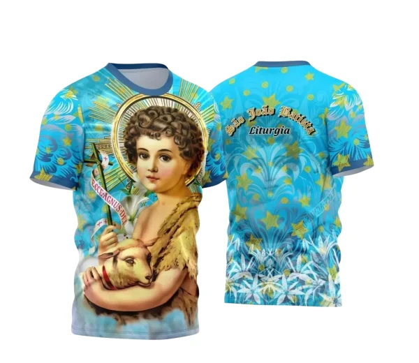 Arte Estampa Camisa Azul 2024 - Religião - Festejo - São João Batista 2024 - 2025