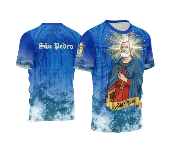 Arte Estampa Camisa Azul Céu 2024 - Religião - São Pedro 2024