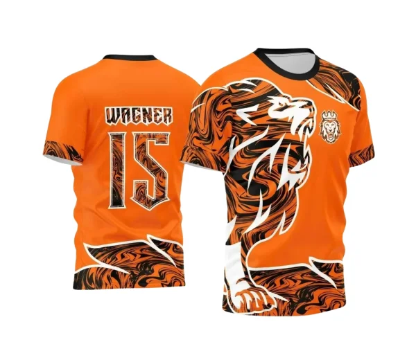 Arte Estampa Camisa Laranja - Interclasse 2024 - Jogos Internos 2024 - Time Amador - Leão