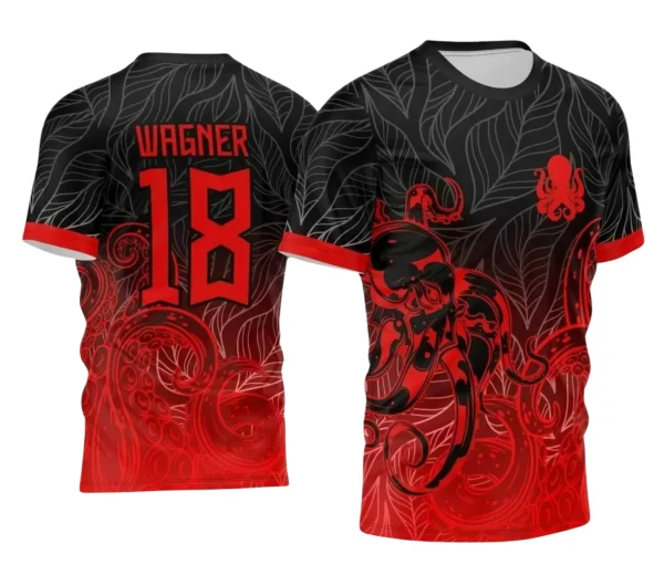 Arte Estampa Camisa Preta Interclasse - Jogos Internos 2024 - Polvo Vermelho e Preto