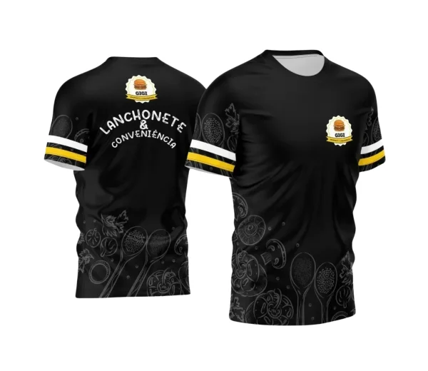 Arte Estampa - Camisa Preta -  Profissão - Lanchonete