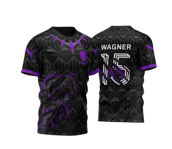 Arte Estampa Camisa Preta e Roxa Vetor - Interclasse 2024 - Jogos Internos 2024 - Pantera