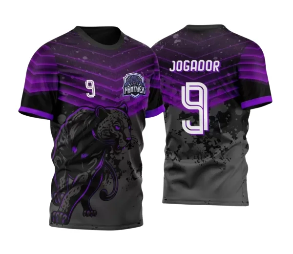 Arte Estampa Camisa Preta e Roxa Vetor - Interclasse 2024 - Jogos Internos 2024 - Pantera