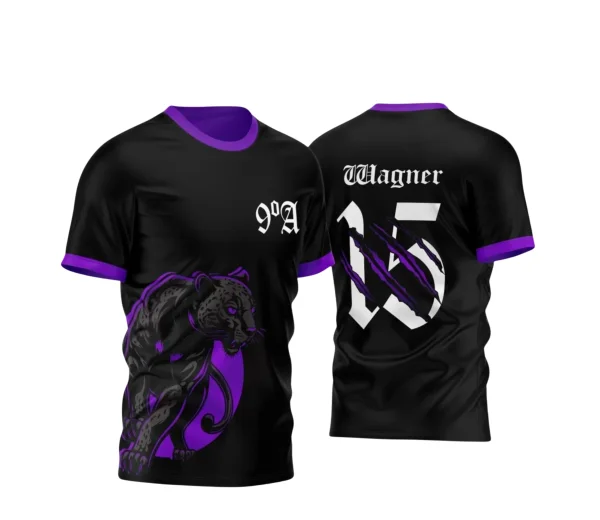 Arte Estampa Camisa Preta e Roxa Vetor - Interclasse 2024 - Jogos Internos 2024 - Pantera