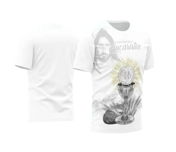 Arte Estampa Camisa Religião 2024 - Eucaristia Primeira Comunhão