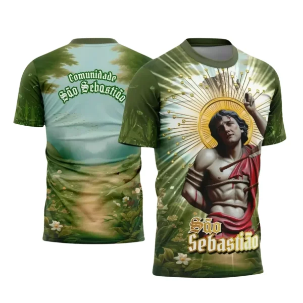 Arte Estampa - Camisa Religiosa - São Sebastião - Religião - 2025 - Festejo e Devoção