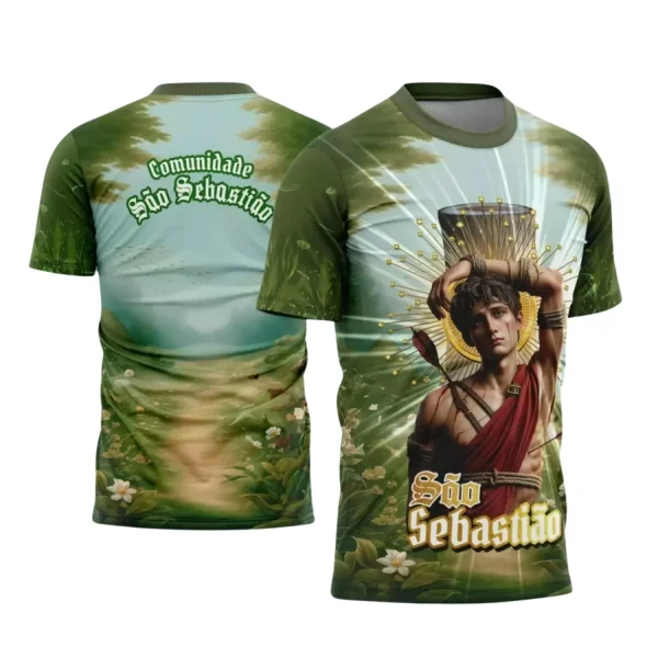 Arte Estampa - Camisa Religiosa - São Sebastião - Religião - 2025 - Festejo e Devoção