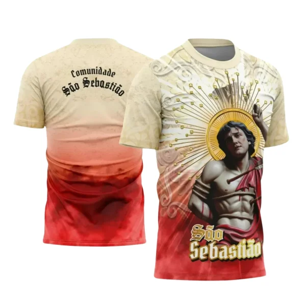 Arte Estampa - Camisa Religiosa - São Sebastião - Religião - 2025 - Festejo e Devoção