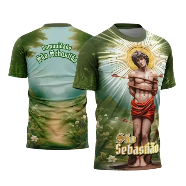 Arte Estampa - Camisa Religiosa - São Sebastião - Religião - 2025 - Festejo e Devoção