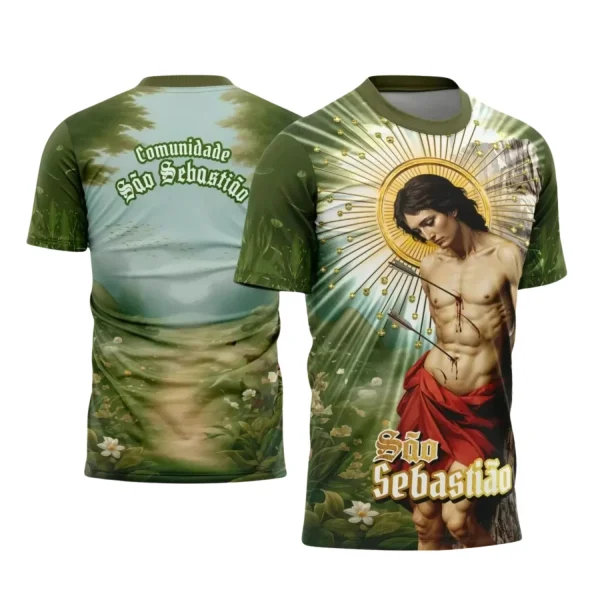 Arte Estampa - Camisa Religiosa - São Sebastião - Religião - 2025 - Festejo e Devoção