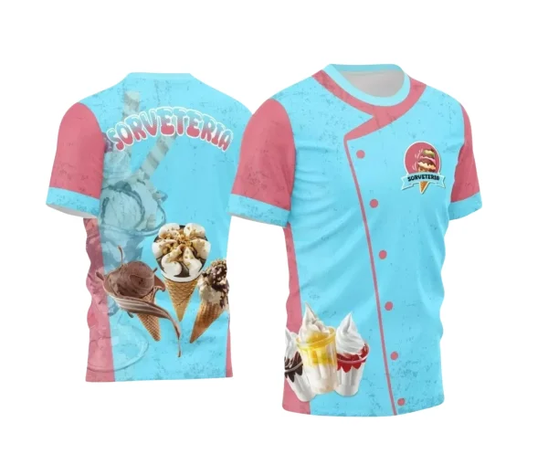 Arte Estampa - Camisa Rosa e Azul - Profissão - Sorveteria