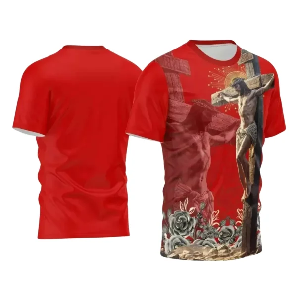 Arte Estampa - Camisa Vermelha - Religião 2024 - Jesus Cristo