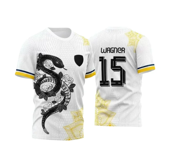 Arte Estampa Camiseta Escolar - Branca e Amarela - Interclasse 2024 – 2025 - Tema Cobra