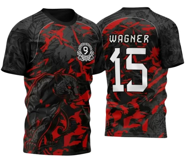 Camiseta Escolar Pantera – Preta e Vermelha Interclasse